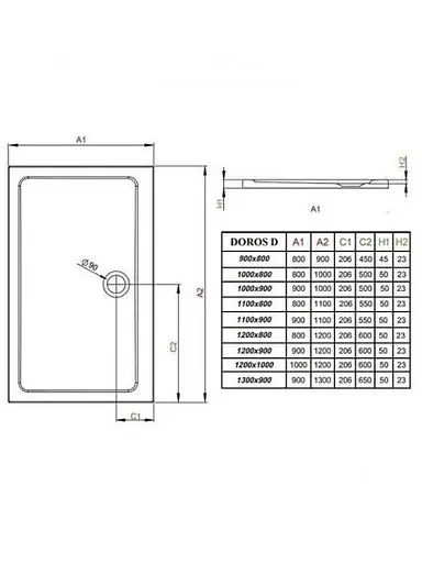Душовий піддон Radaway Laros D 100 x 80 SLD81017-01 - фото 3