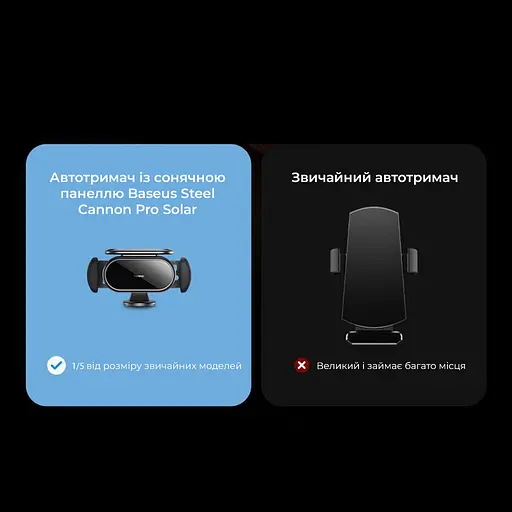 Автотримач для телефона Baseus Steel Cannon pro Solar Electric Car Mount Black - фото 10