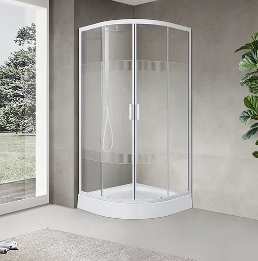 Душевая кабина угловая Eger Tisza 90x90 раздвижная стекло Spagetti мелкий поддон white 599-021-S, интимато, белый - фото 2