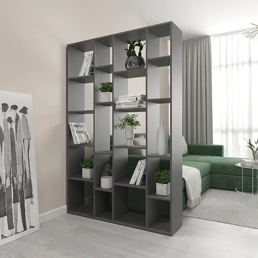 Книжкова полиця стелаж Vays D-2 Антрацит з 20 комірками етажерка з ЛДСП для дому іграшок і декору 117x30x178 см