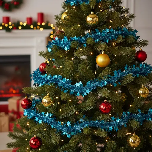 Мишура новогодняя Yiwu со звездами матовая в ассортименте 2 м (820671) - фото 2