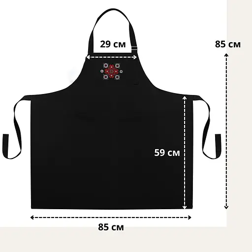 Фартук водоотталкивающий универсальный Ideia с этно вышивкой и карманом черный (8000035654) - фото 2