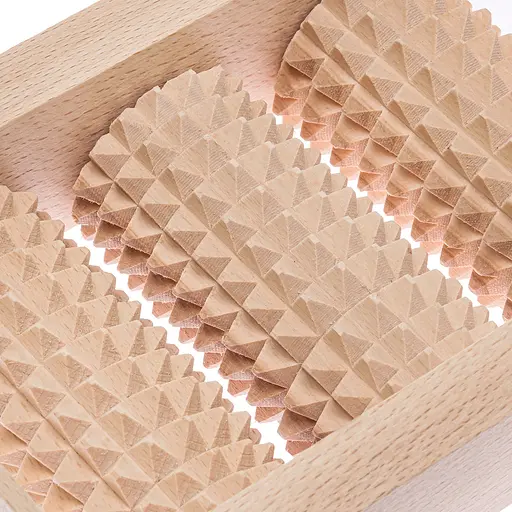 Масажер для ніг дерев'яний зубчастий на 3 ролика Праймед 18.5х14х6 см, Woodly 84219 - фото 6