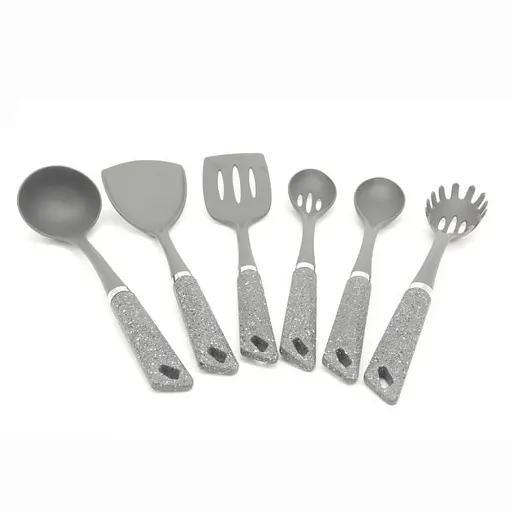 Набір кухонного приладдя A-plus 1403 на підставці з нейлону 7 предметів Сірий - фото 2