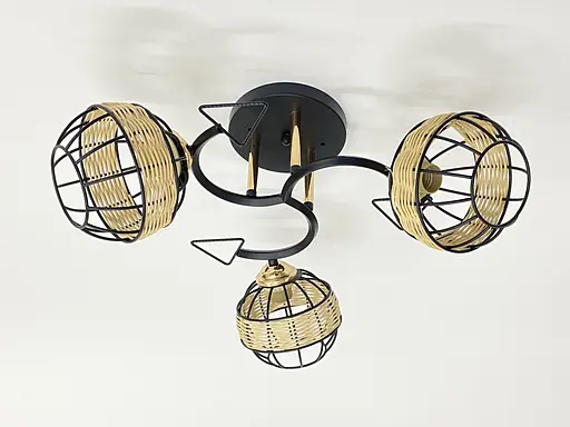 Стельова люстра на 3 плафони 91179A/3 чорний+хром