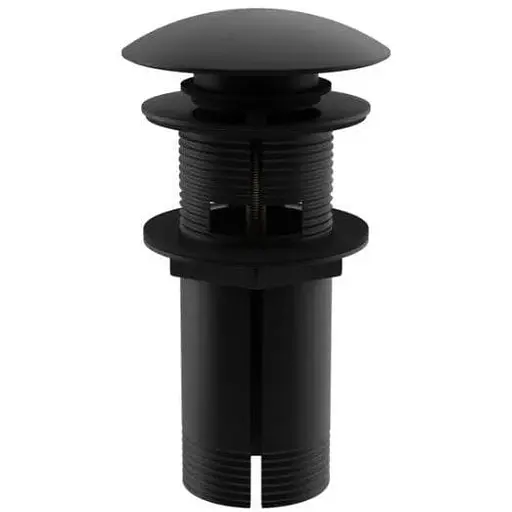 Донний клапан для раковини Kohlman click-clack black з переливом KOREK EB, Чорний матовий - фото 1