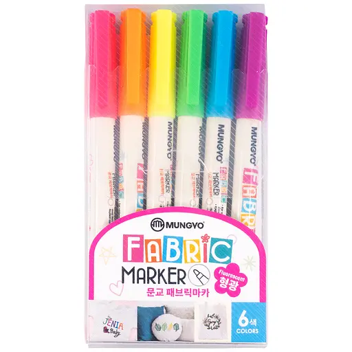 Набір маркерів для розпису світлих тканин Флуоресцентні відтінки 6 шт MUNGYO - фото 1