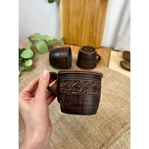 Чашка 0.4 л керамічна (глиняна) різьблена з декором - фото 8
