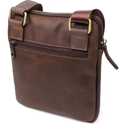 Практичная сумка для мужчин на плечо из натуральной винтажной кожи SHVIGEL 20х22х4 см sum0027429 - фото 2