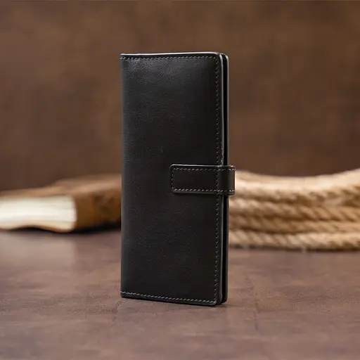 Мужской кожаный кошелек Grande Pelle 9х18х1.5 см acs0016023 - фото 7