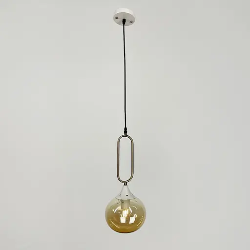 Підвісний світильник із янтарним плафоном у білому корпусі 44х16 см | Арт. 12616/1 WT+AM | Line F - фото 4