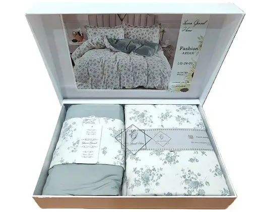 Постільна білизна сатин Laura-Grand 24 євро комплект квітковий принт - фото 2