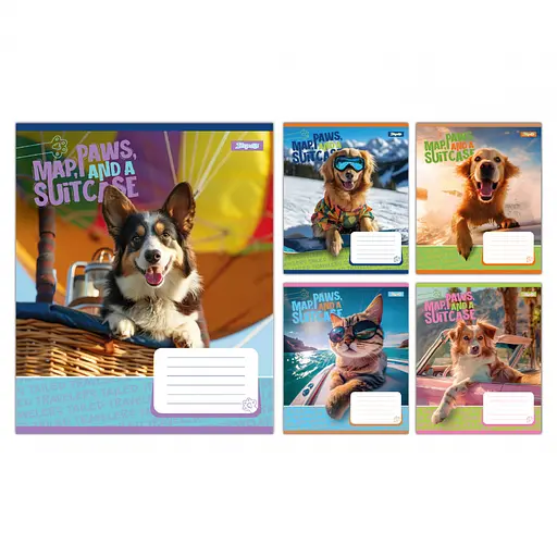 Зошити учнівські 36 аркушів клітинка 1B Travelers, 15 шт. в упаковці