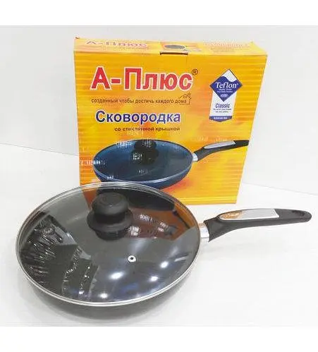 Универсальная сковорода для жарки A-Plus 26 см антипригарная с тефлоновым покрытием с крышкой - фото 3
