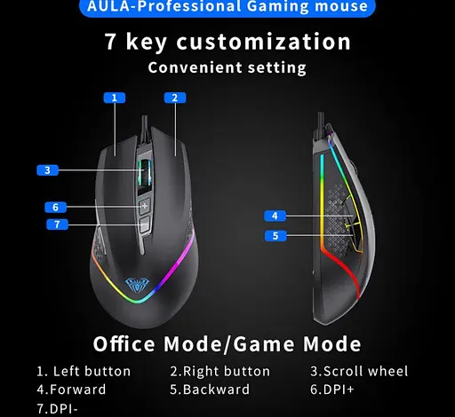 Игровая мышь Aula F-805 Black USB 7 keys 6400dpi - фото 5