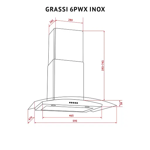 Вытяжка декоративная со стеклом PERFELLI GRASSI 6PWX INOX - фото 12