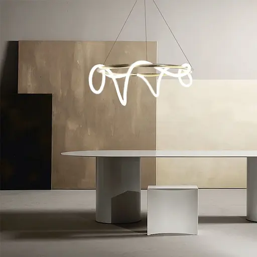 Латунная кольцевая люстра с гибкой LED лентой Ø100 см (кольцо 80 см) | Ст. JU 22N-800 AB | Line F - фото 1