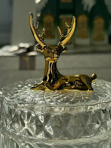 Конфетница Olens 8030-386 Золотой олень стекло с фацетированным дизайном 250 мл Прозрачный - фото 3