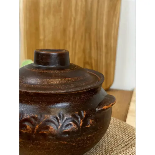 Горщик під печеню керамічний (глиняний) різьблений Декор 600 мл - фото 6