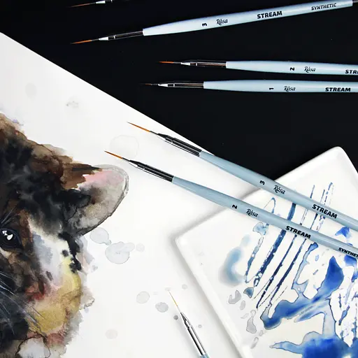 Пензель синтетика кругла лайнер STREAM 123/7 №1 коротка ручка Rosa - фото 4