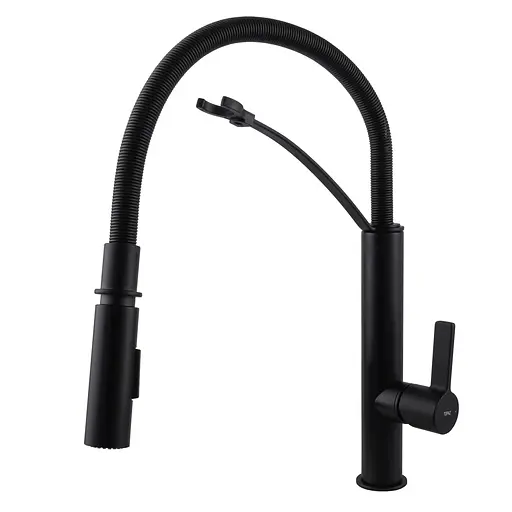 Змішувач для кухні TOPAZ MODERNO TMD 8818-H23-BL чорний матовий з лійкою душем - фото 7