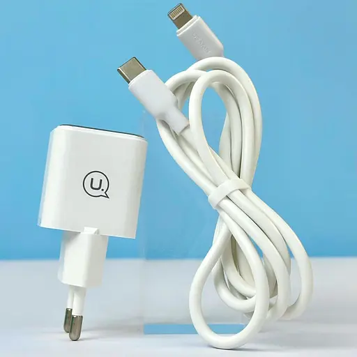 МЗП Usams US-CC186 PD30W (1USB-C) + кабель Type-C to Lightning White - фото 4