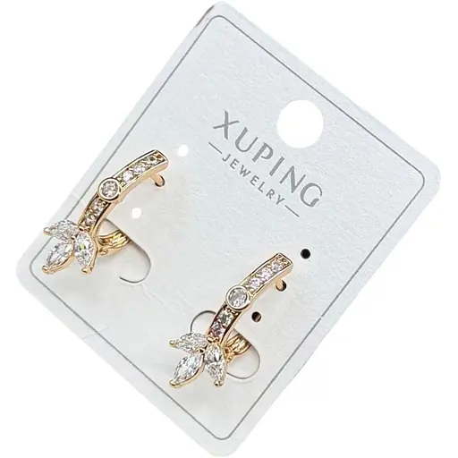 Сережки Xuping з декоративним елементом та кристалами гіпоалергенне медичне золото - фото 1