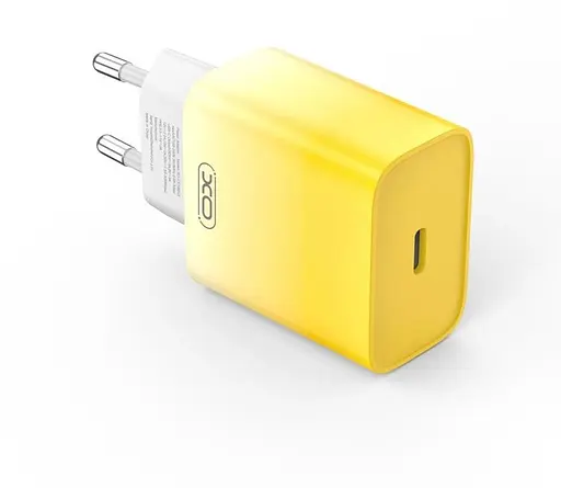 Зарядное устройство для XO CE18 30W набор с кабелем Type-C Lightning желтый - фото 3