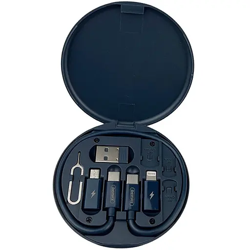 Набор переходников для телефона с кабелем для зарядки Remax RC-190 6в1, синий