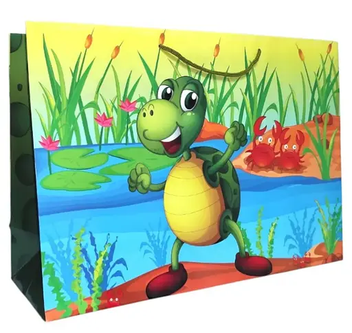 Подарочный пакет, 150 г/м², Черепашка, 35x25x10 см, 6 шт. в упаковке