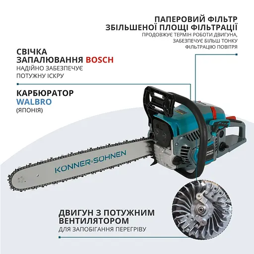 Пила бензиновая Konner&Sohnen KS CS31G-20 KS (CS31G-20) - фото 10