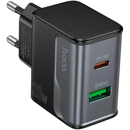 Сетевые зарядные устройства Hoco CS71A Star Speed ​​PD20W+QC3.0 charger(EU) Черный - фото 1