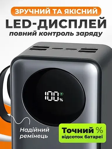 Портативное зарядное устройство для Power Bank KPG-502X 50000 mAh павербанк с дисплеем Черный/Серый - фото 6