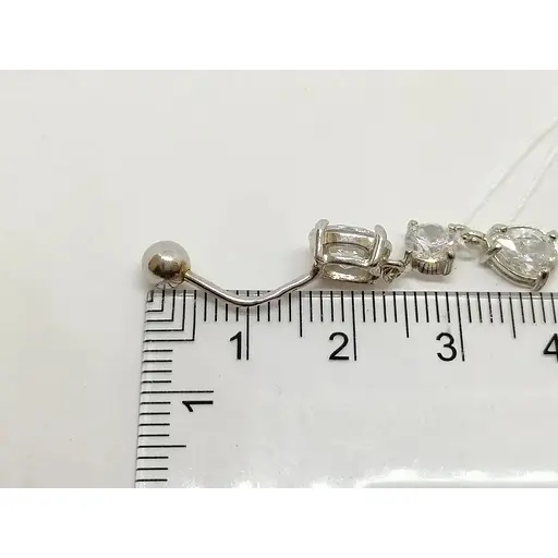 Срібна сережка для пірсингу пупка Ірій з фіанітами. 6004 - фото 4