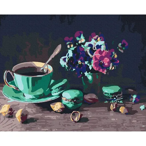 Картина по номерам на підрамнику Brushme Кава з макарунами - фото 1