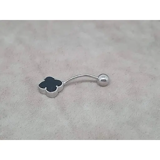 Серебряная серьга для пирсинга пупка Ирий с ониксом. 6026 - фото 3