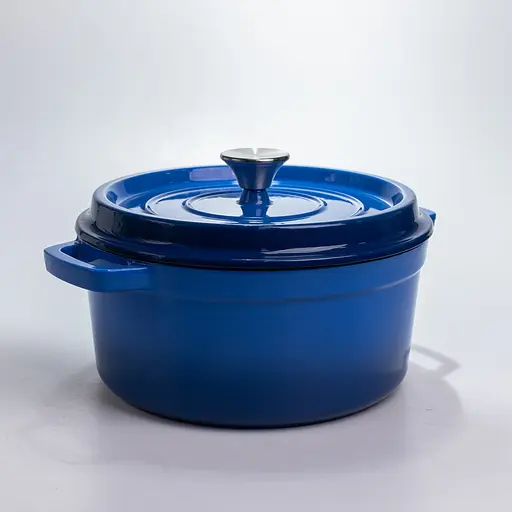 Чугунная кастрюля 4.5 л эмалированная с крышкой для тушения запекания Синий Premium Cookware HP-1-19-BLUE - фото 4