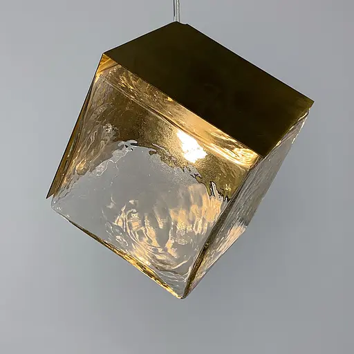 Підвіс в латунному корпусі із прозорим квадратним плафоном Line.F MJ 89 GD - фото 4