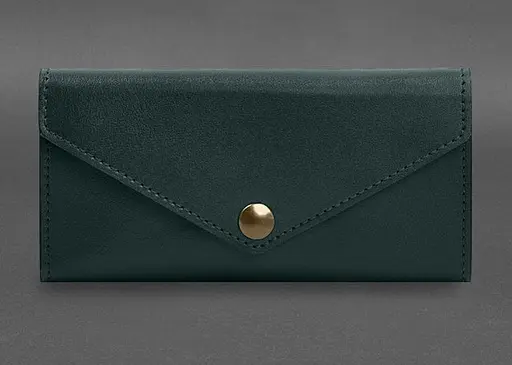 Кожаный клатч (портмоне) на кнопке 5.0 Зеленый краст - фото 1