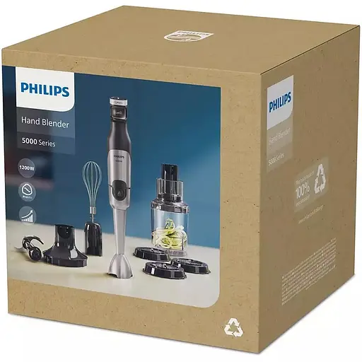 Блендер Philips Series 5000 заглибний 1200 Вт 4 в 1 чопер XL спіралайзер чорний (HR2684/00) - фото 8