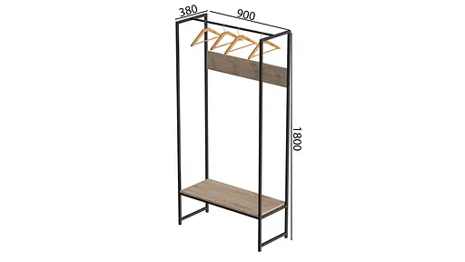 Вішалка модульна підлогова Треліс 12 180x90x38 чорний ДСП Дуб Сан-Марино 16мм FRD-104308 - фото 4