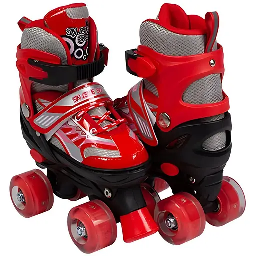 Ролики квади RS-0039 M (34-38) з підсвіткою червоні