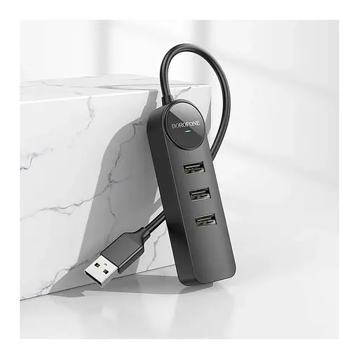 Конвертер Хаб адаптер Borofone DH5 Erudite 4-in-1 на 4 Usb 2.0 с кабелем 20 см - фото 3