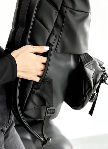 Жіночий рюкзак ролл Sambag RollTop Double чорний 41 х 27 х 18 см (24330001) - фото 5