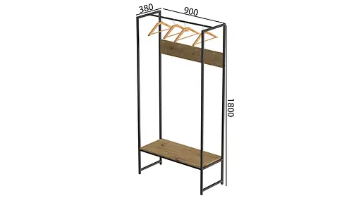 Вішалка модульна підлогова Ferrum-decor Треліс 12 180x90x38 чорний ДСП Дуб Артізан 16мм (FRD-104309) - фото 4