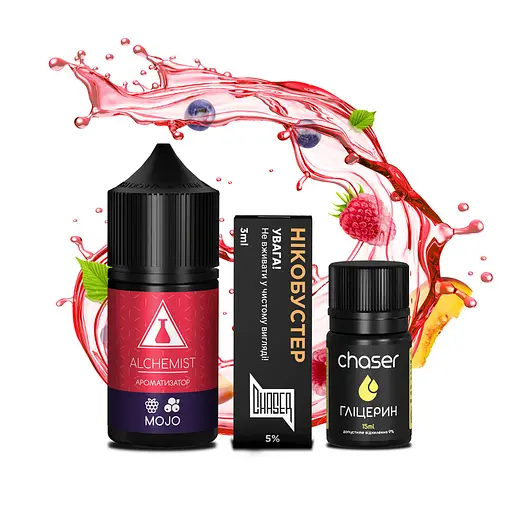Набор компонентов для самозамеса солевой заправки ALCHEMIST FL 30 мл Mojo Малина Черника Персик, 0-50 мг (18101)