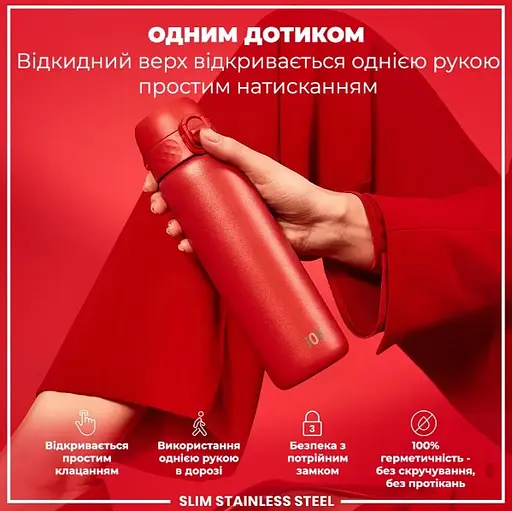 Пляшка для води ION8 металева 600 мл Stainless Steel Red (I8SS600RED) - фото 2