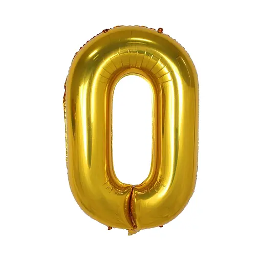 Шар воздушный фольгированный (102 см) Цифра 0 золото