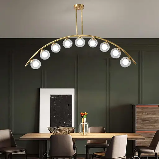 Золотая люстра-дуга на 9 двойных плафонов Line.F MJ 80/9 AB - фото 3