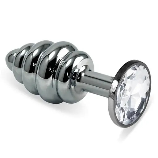 Металева анальна пробка з кристалом Lovetoy Spiral Metal Plug 6.8 см (прозорий)